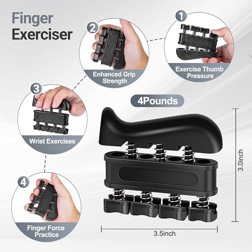 Grip Strength Trainer Kits (5 Pack), Forearm Strengthener with Adjustable Resistance, Grip Strength Tester, Finger Strengthener, Hand Gripper Strengthener for Muscle Building Injury Recover