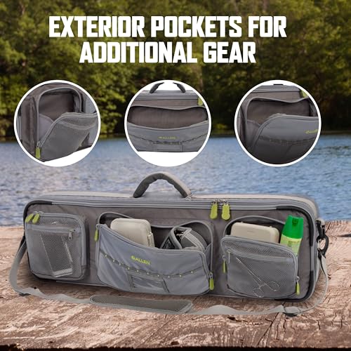 Allen Company Cottonwood Fly Fishing Rod & Gear Bag Case, Hold up to 4 Fishing Rods, Heavy-Duty Honeycomb Frame - Gray/Lime or Olive Green