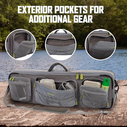 Allen Company Cottonwood Fly Fishing Rod & Gear Bag Case, Hold up to 4 Fishing Rods, Heavy-Duty Honeycomb Frame - Gray/Lime or Olive Green