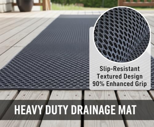 PVC Drainage Floor Mat Non-Slip Commercial Wet Area Mat for Outdoor and Indoor Restaurant Kitchen Bar Swimming Pool Splash Matting Water Drain Flooring Mat,Black, 3FTX10FT