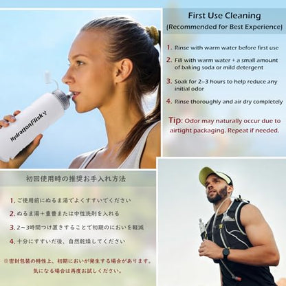 TRIWONDER TPU Collapsible Flask BPA-Free Soft Folding Water Bottles for Hydration Pack - Ideal for Running Hiking Cycling Climbing (500ml/16.9oz - Blue - Pack of 2) - color: 500ml/16.9oz - Y - Blue - Pack of 2