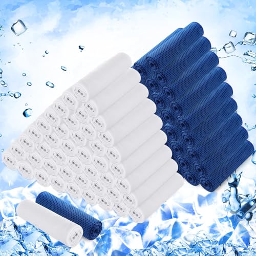 Hosuly 100 Pack Cooling Towels, 40"x12" - color: Dark Blue and White
