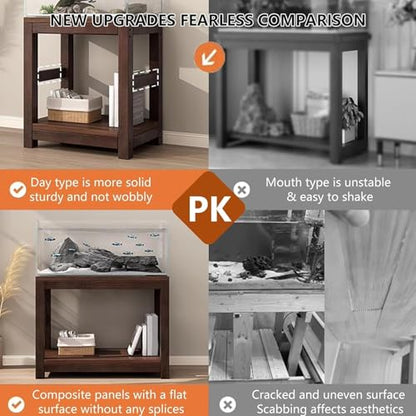 Double Layered Solid Wood Fish Tank Stand, Thickened Countertop 1.5cm, High Load-Bearing Capacity, Suitable for Placing Fish Tanks and Crawler Racks(50x30cm/19.7x11.8in)