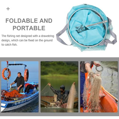 Toyvian Nano Nylon Fish Catcher Net Bag 25x1.5m Double Ring Portable Fishing Net Pouch for Outdoor Anglers Reinforced Mesh for Freshwater and River Use