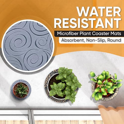 Microfiber, Water Resistant, Absorbent Non-Slip Pot Plant Pad Round Reusable Plant Coaster Indoor Plant Protect Matt for Table Desk, Windowsill Multipurpose Durable 4Pcs. Cappuccino 2D (10 Inches)