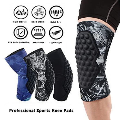 Topeter Knee Pads, Impact and Protective Compression Leg Sleeves, Suitable for Wrestling, Baseball, Hockey, 1 Pair (Blue L) - color: Blue, size: Large