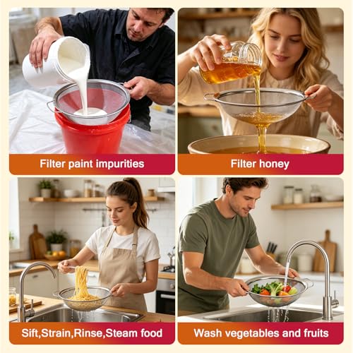 Fine Mesh Paint Strainer 60 Mesh Stainless Steel Paint Filter Emulsion Honey Funnel Filter Cover Fits 5 Gallon Paint Bucket Filter Tool Insert Strains (1 pc)
