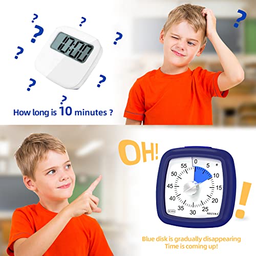 Secura 60-Minute Visual Timer, Silent Study Timer for Kids and Adults - color: Navy Blue & Navy Blue