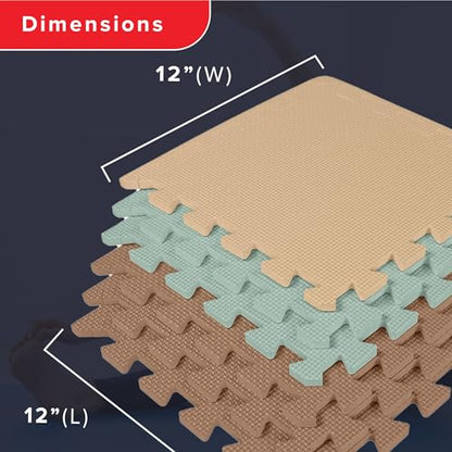 We Sell Mats Interlocking Foam Floor Tiles - 3/8" Thick Sage Mix 36-Pack - color: Sage Mix, size: 36 Square Feet (36 Tiles)
