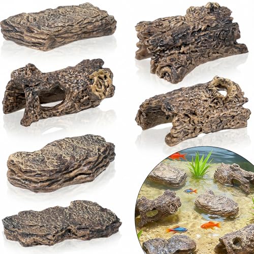 6 Pcs Diorama Rocks Artificial Tree Stump Miniature Stone for Diorama Supplies Micro Train Landscape Mini Garden Figurines Fish Tank Decor Cave Terrarium