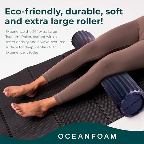 Oceanfoam Tsunami Roller - XL Soft Density Foam (Dark Navy, Red & Natural) - color: Dark Navy, Red & Natural Marbled