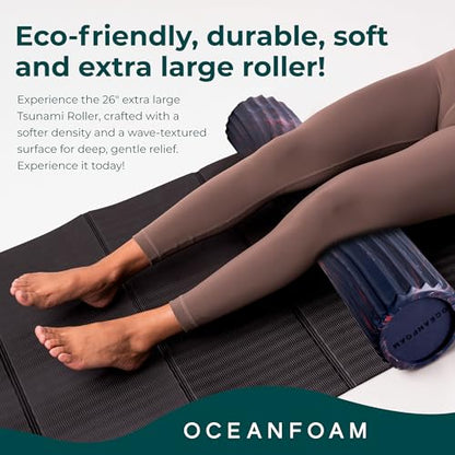 Oceanfoam Tsunami Roller - XL Soft Density Foam (Dark Navy, Red & Natural) - color: Dark Navy, Red & Natural Marbled