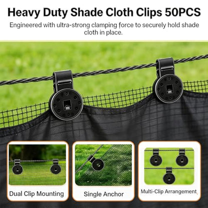 50Pcs Tarp Clips, Shade Cloth Clips Heavy Duty Lock Grip, Windproof Awning Clamp for Sunscreen, Sunshade Retaining Net, Garden Greenhouse Tarp Mesh Canopy Fence