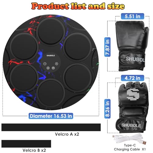 Music Boxing Machine for Kids & Adults - Wall Punching Pad with Lighting, 9-Speed Bluetooth Boxing Game with Gloves, Wall Mounted Exercise Equipment, 2026 Upgrade Boxing Equipment for Kids Age 6+ - color: Lightning