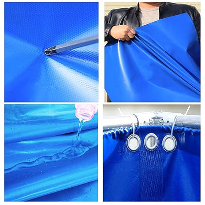 Aquarium Pool with Drain Valve,Aquaculture Water Tank Cistern Steel Frame Multifunction PVC Canvas Temporary Fish Pond，PVC Pool for Saltwater Fish Temporary Koi & Turtle Holding Tank with Dr - size: 1x2.3x1m
