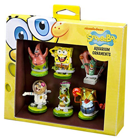Penn-Plax Officially Licensed Spongebob 6 Piece Mini Aquarium Ornament Set – Great for Saltwater and Freshwater Tanks - size: Mini