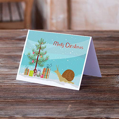 Caroline's Treasures CK4539GCA7P Garden Snail Merry Christmas Greeting Cards and Envelopes Pack of 8 Blank Cards with Envelopes Whimsical A7 Size 5x7 Blank Note Cards - style: Amphibians & Reptiles - Garden Snail