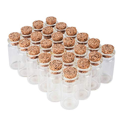 Super Z Outlet Mini Clear Glass Jars Bottles with Cork Stoppers for Arts & Crafts, Projects, Decoration, Party Favors - Size: 1-1/2" Tall X 3/4 Inches Diameter (24 Count)
