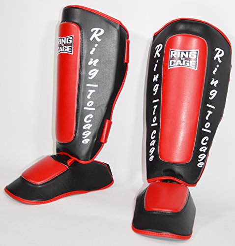 Deluxe Muay Thai Pro-Style Shin Instep for Muay Thai, MMA, Kickboxing, Stand up - color: Red, size: X-Large