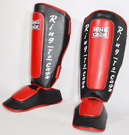 Deluxe Muay Thai Pro-Style Shin Instep for Muay Thai, MMA, Kickboxing, Stand up - color: Red, size: X-Large