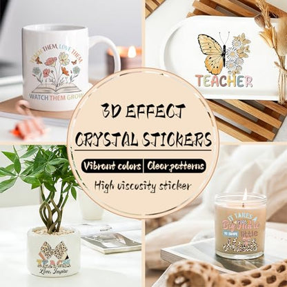 UV DTF Cup Wrap Transfer Stickers for Tumblers and Glasses, 2 Sheets Teacher Quotes Rub On Decals for Cups, Mugs, Water Bottles - style: Teacher Quotes