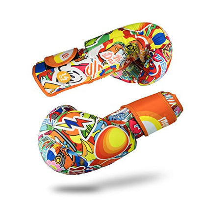 Sticker Bomb Adult Boxing Gloves - color: 70's, size: 10 OZ