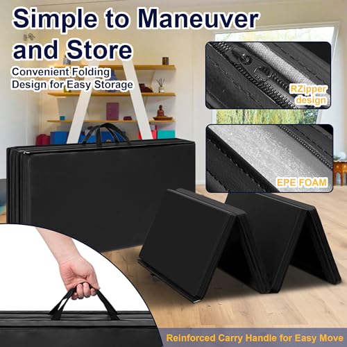 Polar Aurora 3'x6'x2 Thick Folding Gymnastics Exercise Mat Aerobics Stretching Yoga Mats - color: Black