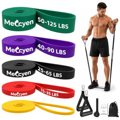 5-Pack Resistance Bands Set, Exercise Bands with Handles & Door Anchor, Stretch Bands for Pull Up Assistance, Home Gym & Strength Training