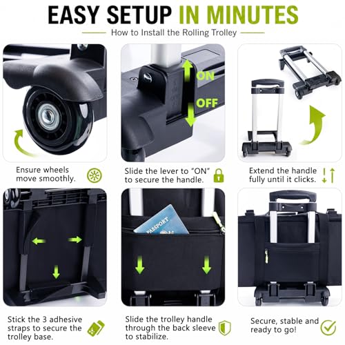 Rolling DJ Cable Bag with Wheels, DJ Equipment Bag with Laptop Compartment - color: Yellow, size: With Wheels