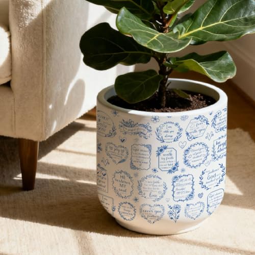 SUPERDANT 5Pcs Verses Underglaze Ceramic Decal 20.5x14.6Inch Scripture Pottery Waterslide Blue Script Transfer for Handmade Dishes Easy Apply for Coffee Cup Plate - style: Scripture