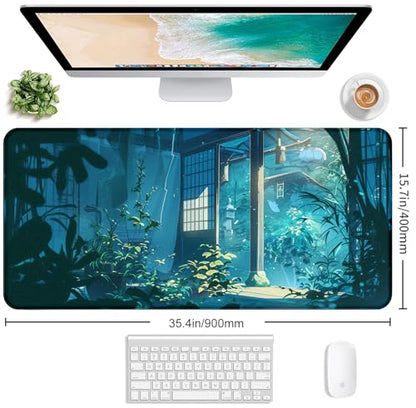Tropical Plants XL Extended Gaming Keyboard Pad Computer Non Slip Mouse Pad | The Surface Of The Mouse Pad Is Designed With Fiber Woven Material, And The Base Is Made Of Natural Anti Slip Rubber. - color: Tropical Plants