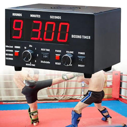 Classic Boxing Interval Timer.Professional Gym Timer w/LED Display,Boxing Timer w/Adjustable Sound & Stopwatch,Selectable Training Time,Cycle Repetitions (Red) - color: Red