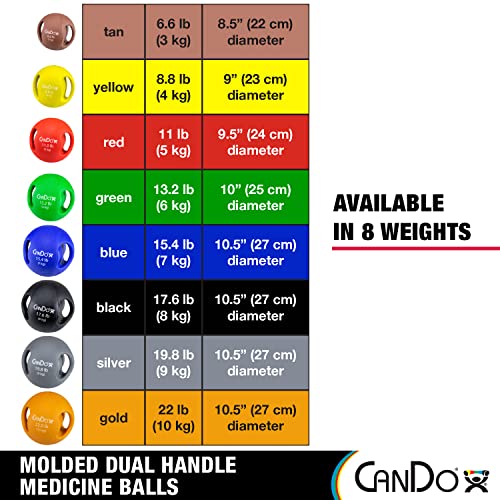 CanDo Molded Dual-Handle Medicine Ball for Strength Training, Core Workouts, Warmups, Cardio, and Plyometrics with Handles for Home and Clinic Use - style: d) 13.2 lb