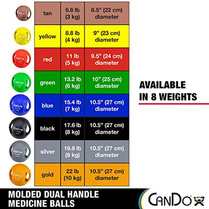 CanDo Molded Dual-Handle Medicine Ball for Strength Training, Core Workouts, Warmups, Cardio, and Plyometrics with Handles for Home and Clinic Use - style: c) 11 lb