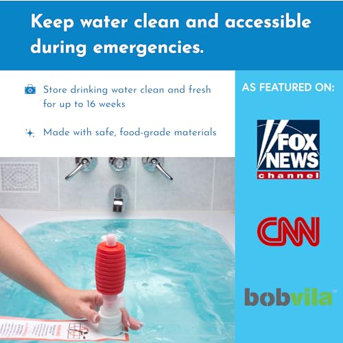 Bathtub Emergency Water Storage Bladder Up To 100 Gallon Capacity - Food Grade Liner with Hand Pump for Hurricane and Disaster Preparedness - BPA Free Drinking Water Container