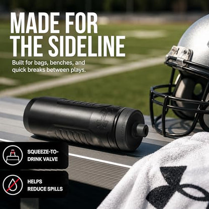 Under Armour Squeeze Water Bottles, 32 oz Water Bottles, Sideline Sports Water Bottle with Quick-Shot Lid, Quick & Easy Hydration, Gym Water Bottles, Squeeze Bottle, 1 32oz Bottle - color: Navy Blue and Black