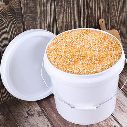 Anbers 4 Gallon Plastic Bucket with Sealed Lid, Round Food Storage Bucket Pail, White, 4-Pack