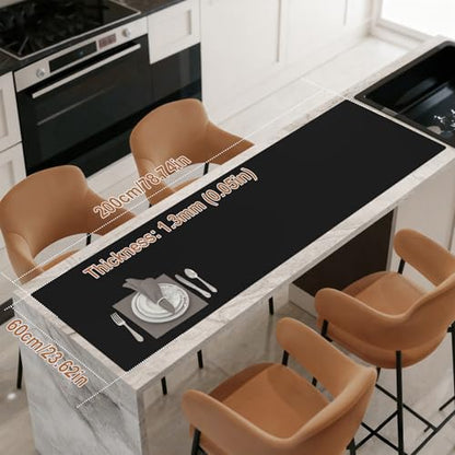 78.7" x 23.6" Silicone Mats for Kitchen Counter 1.3mm Thick, Non Slip Waterproof Countertop Protector for Kitchen Island, Placemat, Craft Mat, Workbench Mat, Black