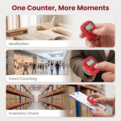 Electronic Tally Counter with Display, Resettable Portable Electronic Finger Counter for Golf, Track and Field, Lap Counting - color: Red