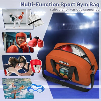 Custom Name Taekwondo Karate Duffle Bag for kids Boy Girls - Personalized Martial Arts Gear Bag, Water-Resistant Sparring Equipment Bag, Karate Orange - color: Karate Orange