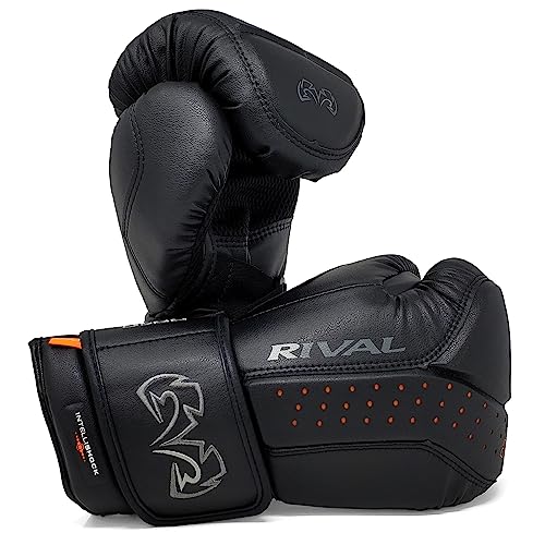 RIVAL Boxing RB10 Intelli-Shock Bag Gloves, Hook and Loop Closure - Ergonomic Fit, 1.25” of Closed Cell Foam for Intense Bag Use - color: Black, size: Medium