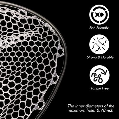 Riverruns Fly Fishing Landing Net Carbon Fiber Trout Net with Measurement Handle, Soft Rubber Mesh - 26" Standard (Wading) / 37" Long (Kayak)