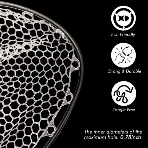 Riverruns Fly Fishing Landing Net Carbon Fiber Trout Net with Measurement Handle, Soft Rubber Mesh - 26" Standard (Wading) / 37" Long (Kayak) - color: 37" Kayak Net (Long) - Black Carbon