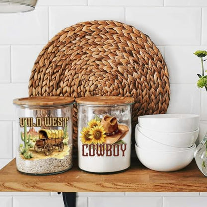 Peacoblue 18 Sheets Rub on Transfers for Crafts, Western Cowboy and Sunflowers 3.6"x3.9" UV DTF Cup Wraps Waterproof Rub on Cold Transfers Stickers for Wood Glass Metal Cup Tumblers Mirror Mugs Decor - style: Western Cowboy and sunflowers