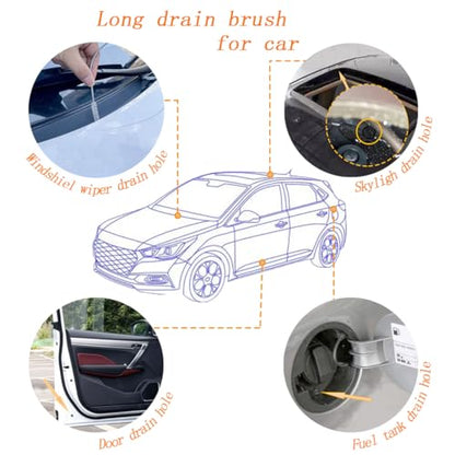 2-Pack Long Pipe Cleaners - 61" & 40" Stainless Steel Tube Cleaning Brush Set, Flexible Sunroof Drain Cleaning Tool for Sink, Refrigerator, Aquarium, Car Maintenance