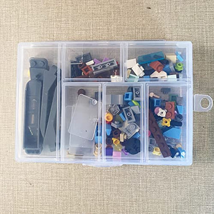 Mini 6 Grids 4-PACK Plastic Organizer Box Storage Container for Small Jewelry Fishing Tackles Earring Nail Rhinestones Beads Art DIY Crafts Organizer Clear