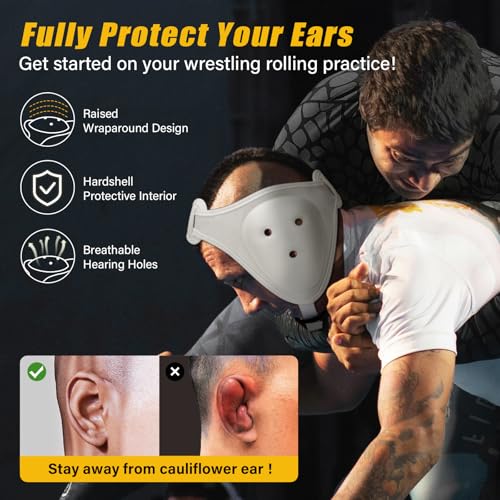 Trymaker Wrestling Headgear, Youth Wrestling Head Gear with Chin Cup | Two Size, Sorf Ear Guard, Sandwich Layer Design, Lightweight, MMA, Jiu-Jitsu, BJJ - size: M (18 1/2" - 21 1/4"), style: White