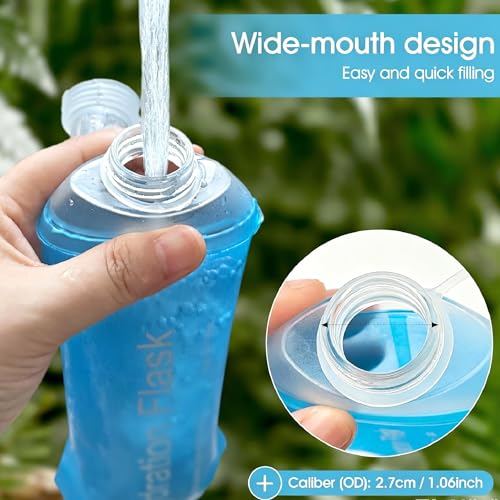 AXEN Soft Flask TPU Foldable Running Hydration Flask, Soft Collapsible Water Bottle for Hydration Pack Cycling Marathon Running Hiking - color: Blue-500ml