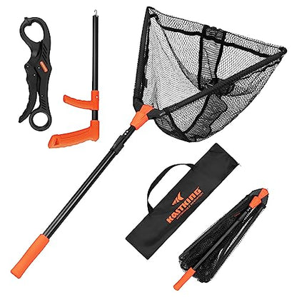 KastKing Pontus Fishing Net, Foldable & Lightweight Landing Net with Built in Length Scale, Strength Aluminum Handle, Fishing Gear and Gift for Men - style: Net Combo- Hoop Size: 23"(extendable)