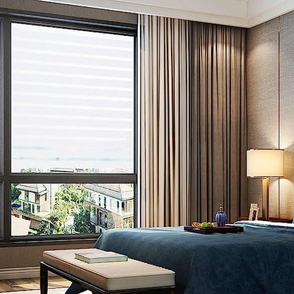 2/4 Stripe Frosted Window Film, Privacy Glass Window Sticker, Vinyl Decorative Window Decals, UV Protection Static Clings No-Glue Removable Window Film for Home Office Meeting Room(23.6 x 157.4 inch)